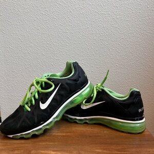 Nike Black and Lime Green Air Sneakers